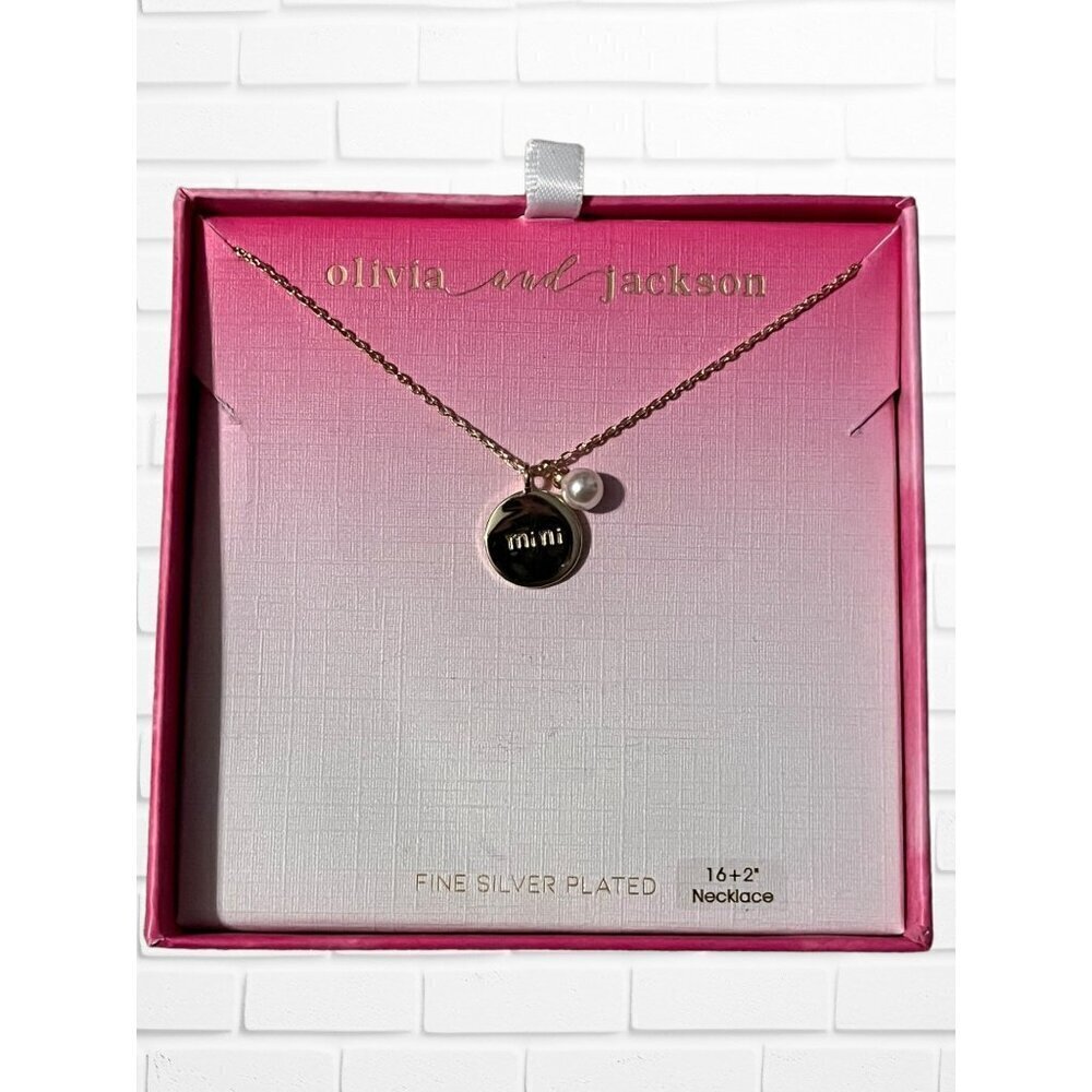 Olivia & Jackson Mini Charm Necklace Silver‎ Plated 16" Adjustable Chain New